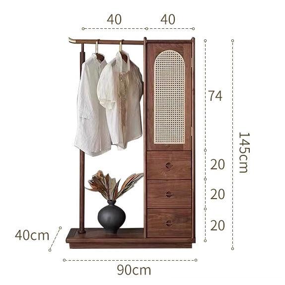 Brown Storage Rattan Wooden Single Wardrobe