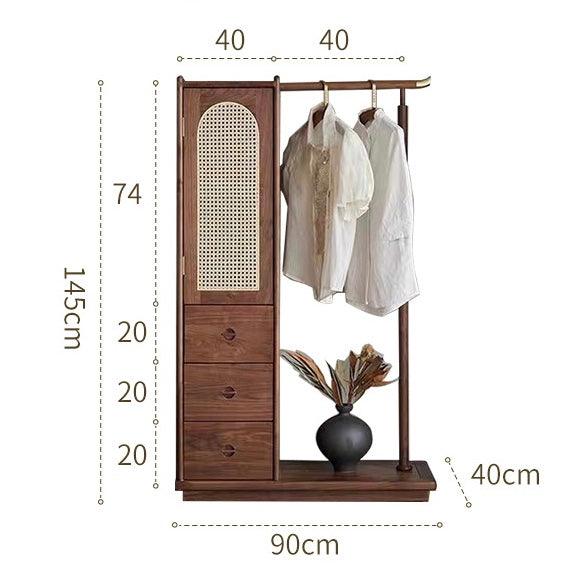 Brown Storage Rattan Wooden Single Wardrobe