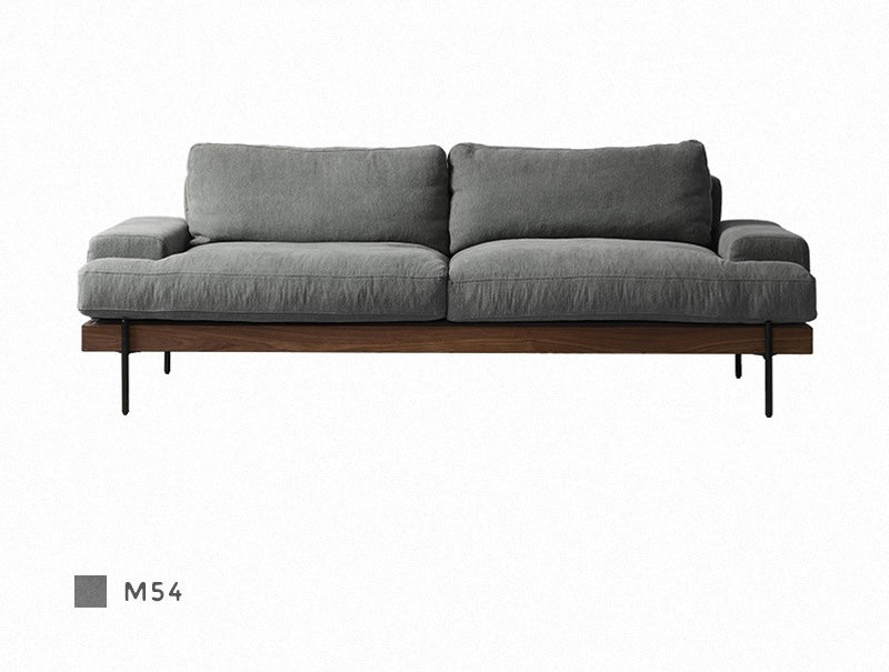 Grey Wooden 3 Seater Fabric Sofa