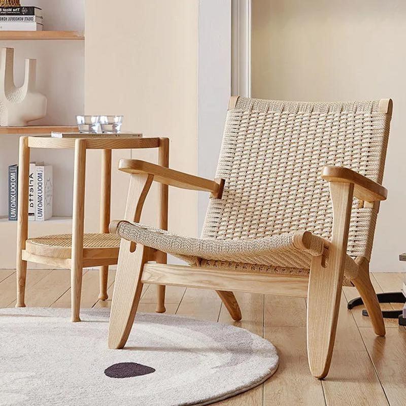 Wooden Woven Reading Armchair