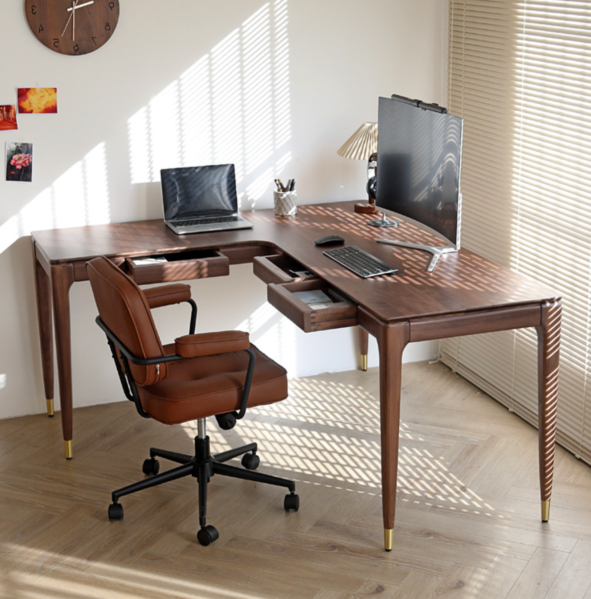 Telma Wooden L-shaped Desk - Arctic Lounge